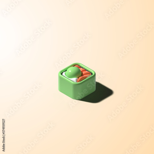 Sushi maki rolls vector en 3d, vectoriel modifiable avec illustrator, parfait pour icon de jeu ou tout autre utilisation graphique, entièrement personnalisable