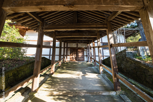 日本 岡山県岡山市北区吉備津にある吉備津神社の回廊