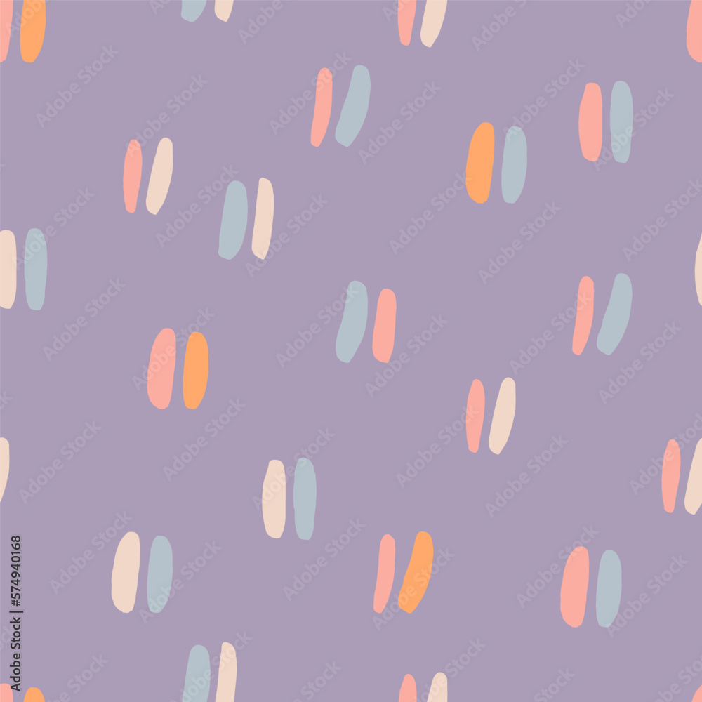 Cute simple pattern with repetitive lines. Seamless texture in retro style. Vector background with short double lines 