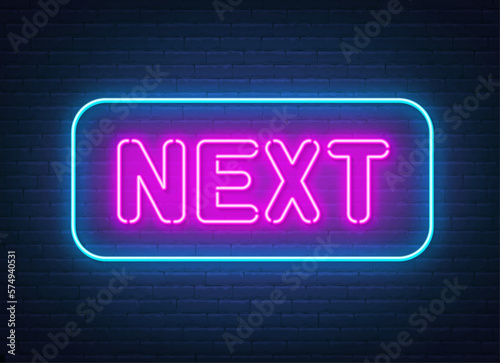 Next neon sign on brick wall background.