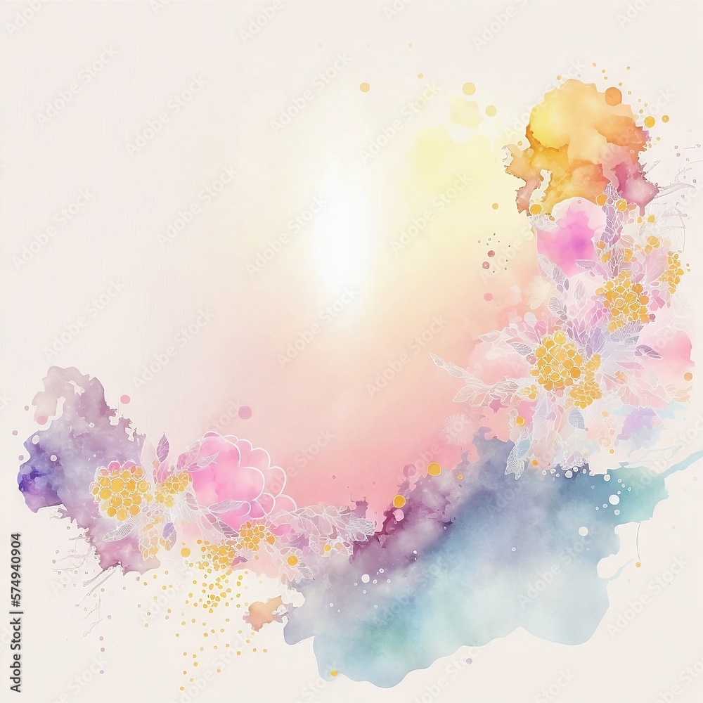 Floral watercolor background for posts, cards or posters with space for text, generative ai, neutral pastel colors, delicate wallpaper	