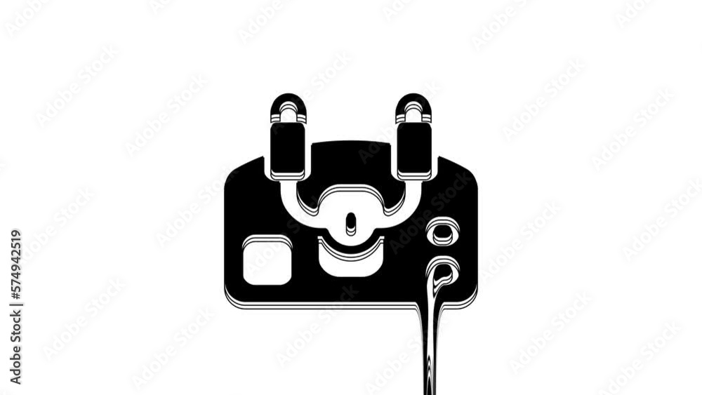 Black Aircraft steering helm icon isolated on white background. Aircraft control wheel. 4K Video motion graphic animation Black Aircraft steering helm icon isolated on white background. Aircraft control wheel. 4K Video motion graphic animation