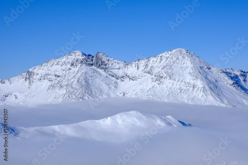 Tappeto di nubi basse in Valferrera, Viamala, Juf, Alpi Svizzere