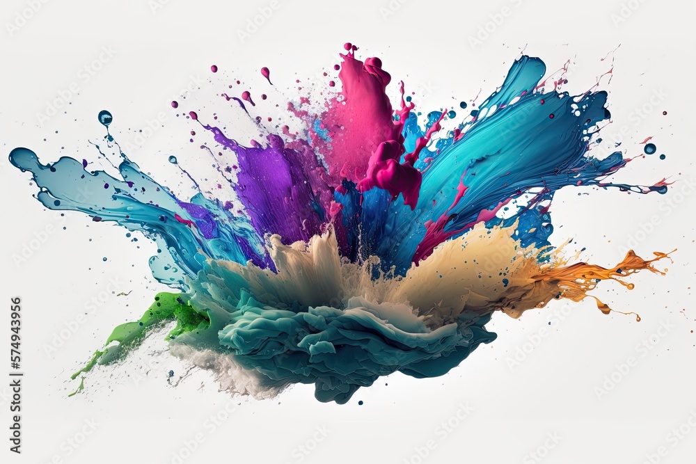 Abstract colorful water color splashes. Creative concept. Generative AI