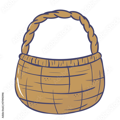 Doodle cartoon wicker empty basket