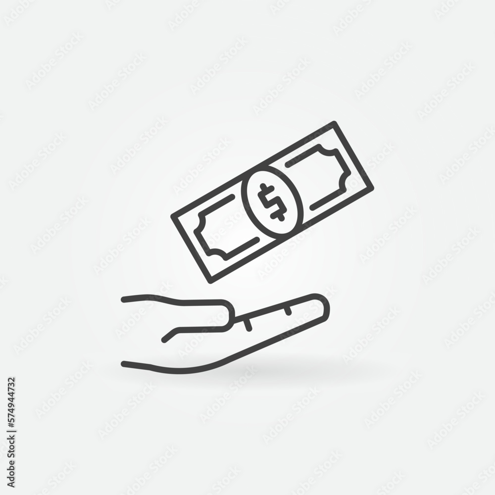 Corruption vector Hand with Cash concept line icon or symbol Corruption vector Hand with Cash concept line icon or symbol