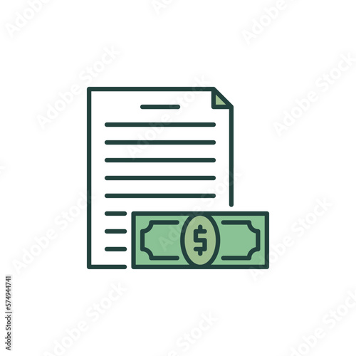Document with Banknote vector Payment concept colored icon