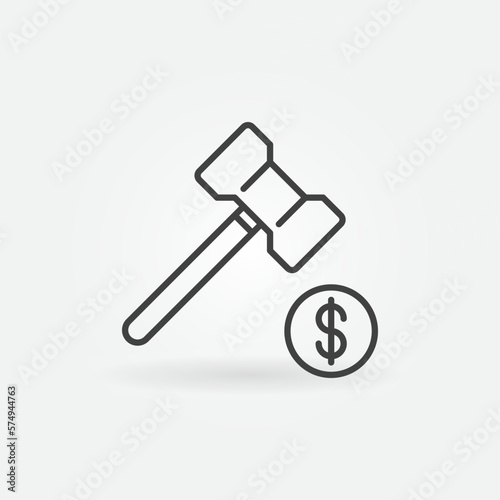Gavel with Dollar Coin vector Corruption concept line icon or symbol