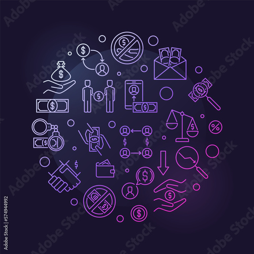 Stop Corruption vector Bribery concept outline round colorful banner