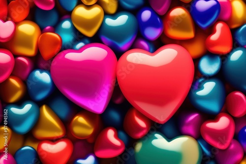 Des coeurs multicolors qui brillent - generative AI