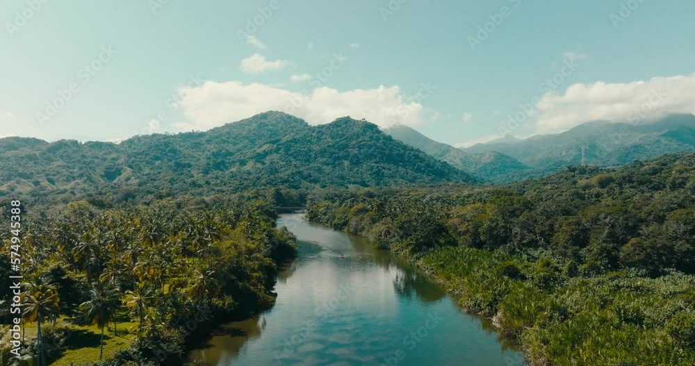 Aerial drone of river and mountains, La Guajira Colombia Aerial drone of river and mountains, La Guajira Colombia