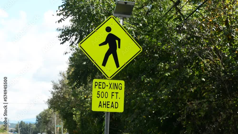 New people crossing sign with amber led's for attention New people crossing sign with amber led's for attention