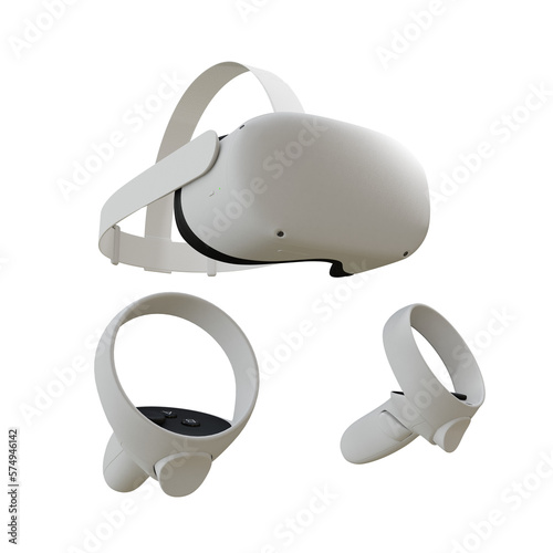 3d rendering white virtual reality headset perspective view