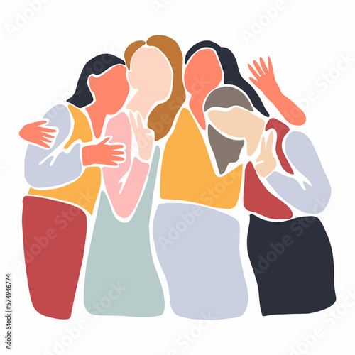 Vector illustration of girls who are friends, hand-drawn in doodle style