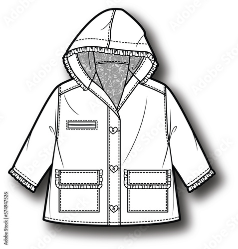 illustration vector jacket clothing clothes drawings design collar belted contarasting puffa gilet trim kidswear outwear younger baby caqoule pocho raincoat anorak kids wool coat parka boys fur 