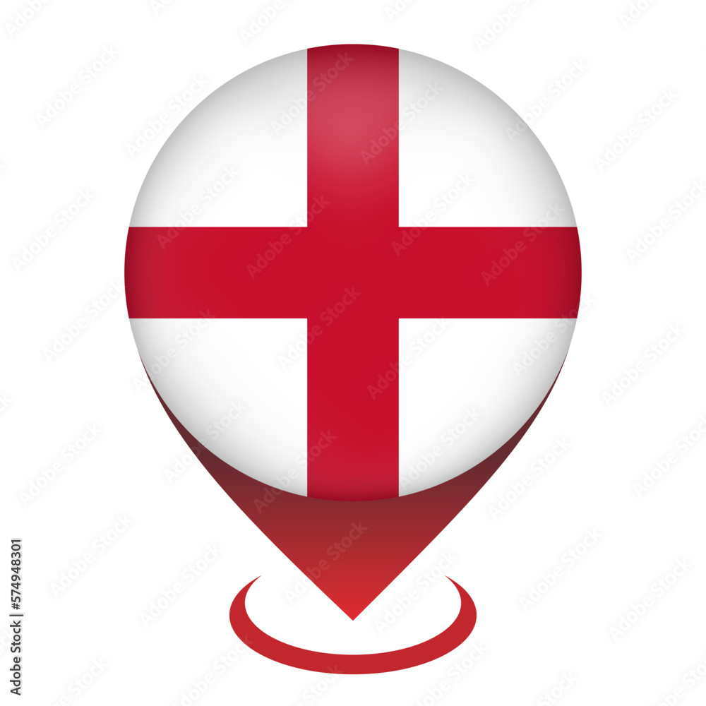 Fototapeta premium Map pointer with England. England flag. Vector illustration.