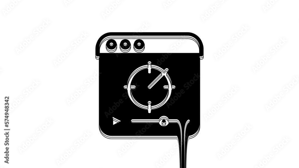 Black Online play video icon isolated on white background. Film strip with play sign. 4K Video motion graphic animation Black Online play video icon isolated on white background. Film strip with play sign. 4K Video motion graphic animation