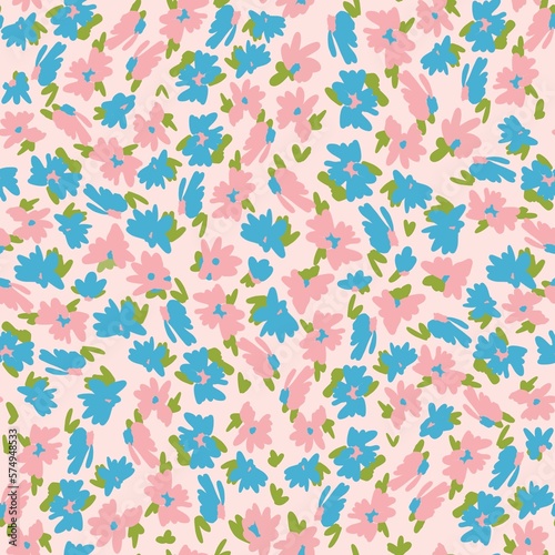 Seamless pattern small colorful floral decorative stylish texture for textile and various designs. Millefleurs Abstract Graptik Seamless Background Fashion Prints Hand Drawn Retro Abstract Decorative  © Hasibe