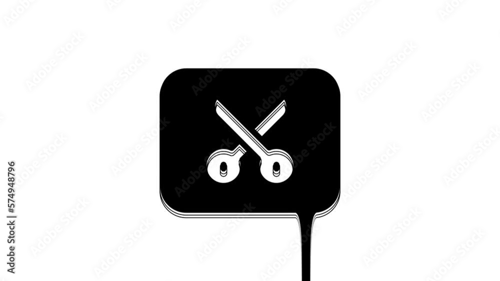 Black Music or video editing icon isolated on white background. 4K Video motion graphic animation Black Music or video editing icon isolated on white background. 4K Video motion graphic animation