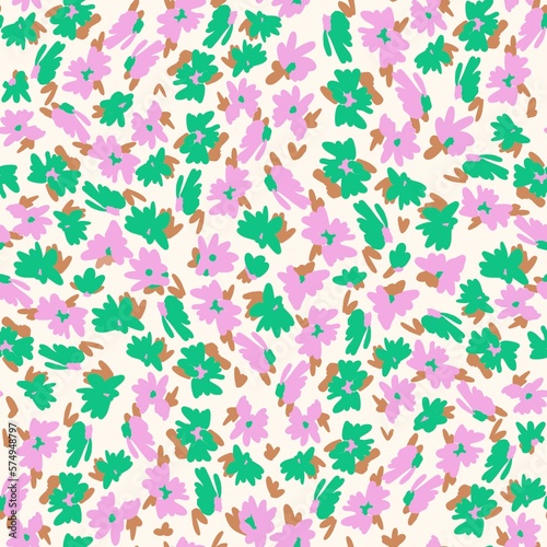 Seamless pattern small colorful floral decorative stylish texture for textile and various designs. Millefleurs Abstract Graptik Seamless Background Fashion Prints Hand Drawn Retro Abstract Decorative 