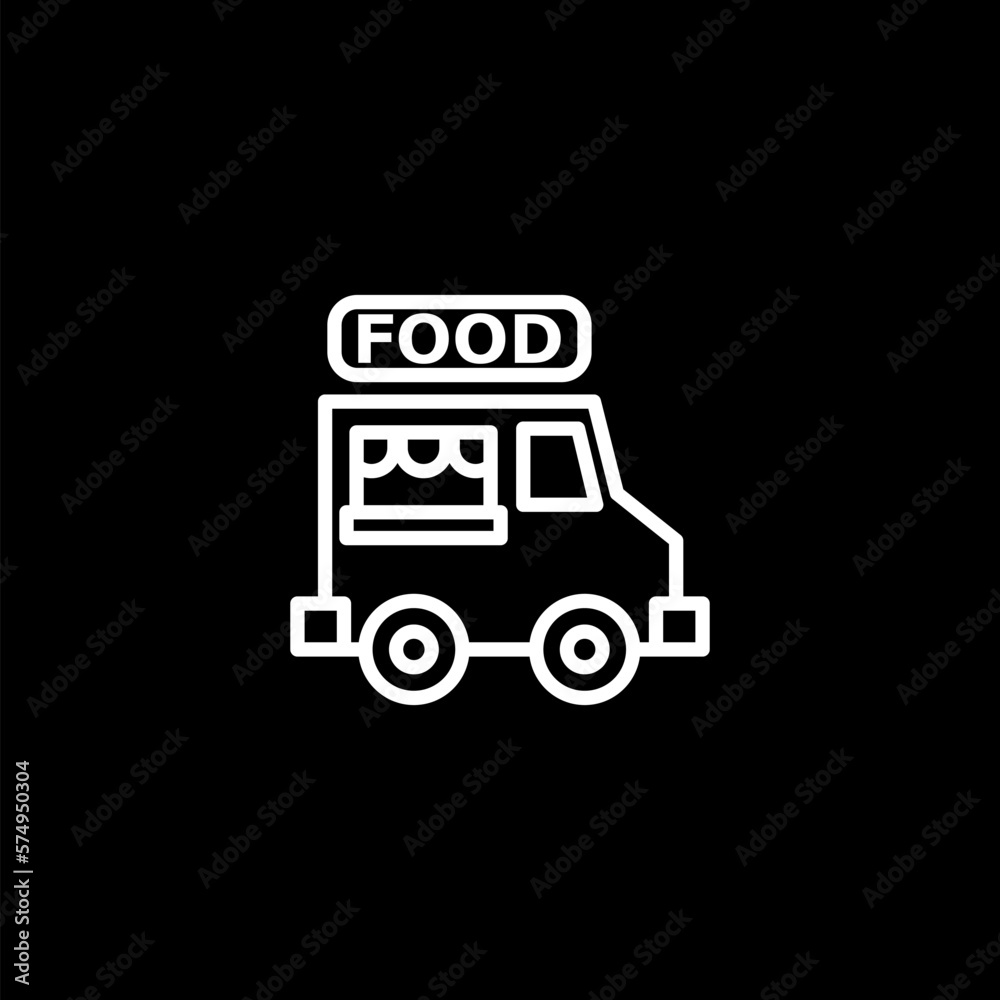 Food truck concept. Isolated vector illustration on black background. 