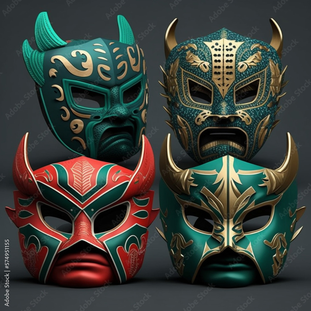 Fototapeta premium Mexican combat masks. Generative AI.