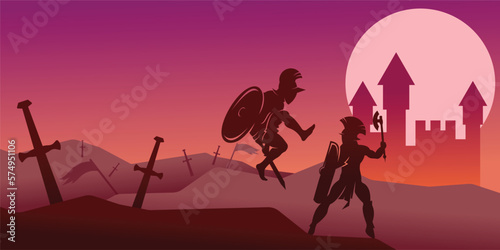 Free vector gladiator silhouette background  spartan logo design inspiration
