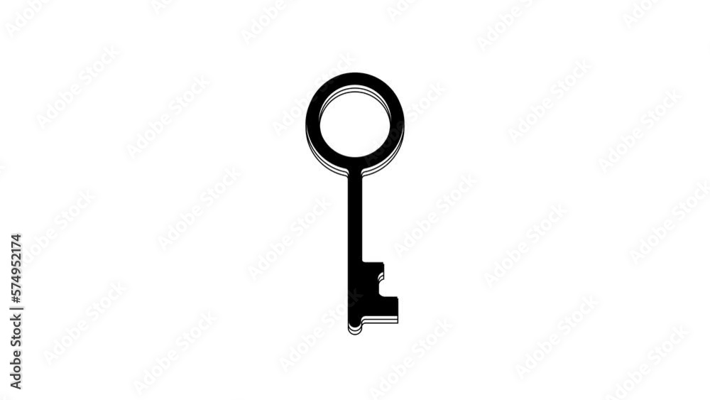 Black Old key icon isolated on white background. 4K Video motion graphic animation Black Old key icon isolated on white background. 4K Video motion graphic animation
