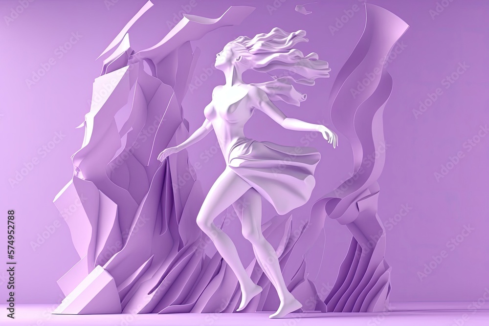 Obraz premium 3D purple pastel color with a person dancing. Generative AI