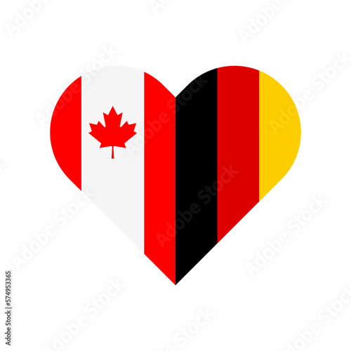 unity concept. heart shape icon of canada and germany flags. vector illustration isolated on white background