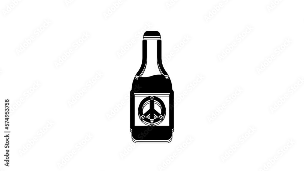 Black Beer bottle icon isolated on white background. 4K Video motion graphic animation Black Beer bottle icon isolated on white background. 4K Video motion graphic animation