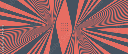 The geometric background by stripes. Black and red modern pattern with optical illusion. 3d vector illustration for brochure, annual report, magazine, poster, presentation, flyer or banner.