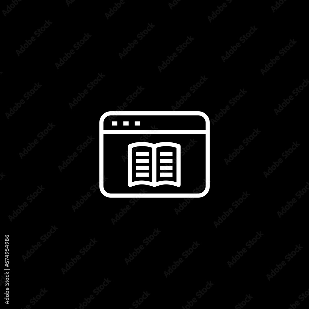 Online learning line icon isolated on black background. Online learning line icon isolated on black background.