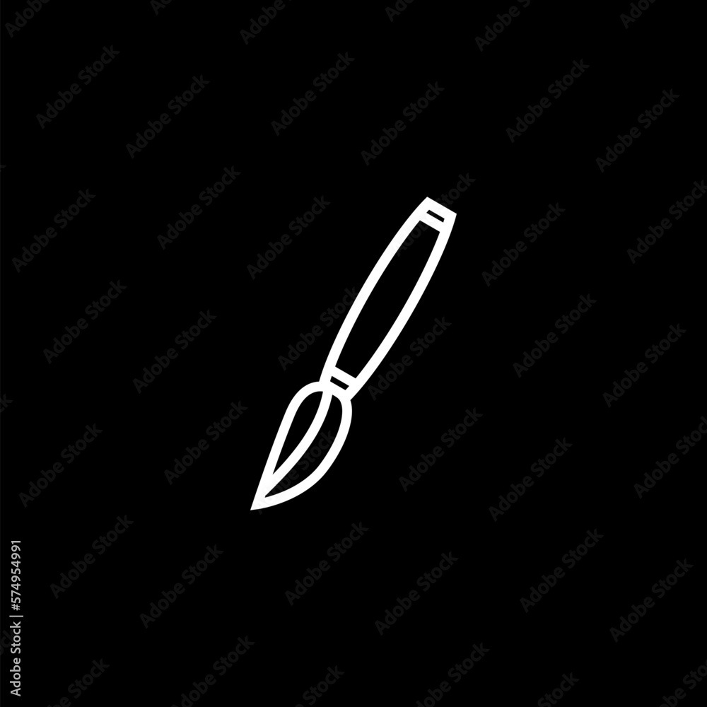Paint brush icon thin line outline linear paint brush symbol isolated on black background.