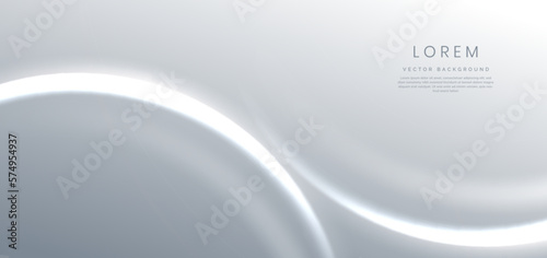 Luxury white curved lines on grey background. Modern template design.
