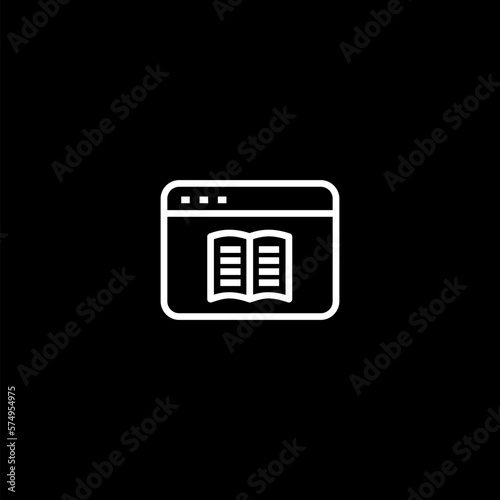 Online learning line icon isolated on black background. 