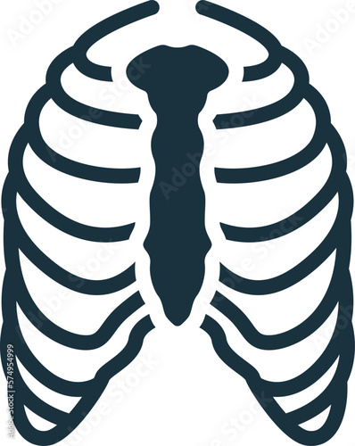 Rib cage icon. Monochrome simple sign from anatomy collection. Rib cage icon for logo, templates, web design and infographics.