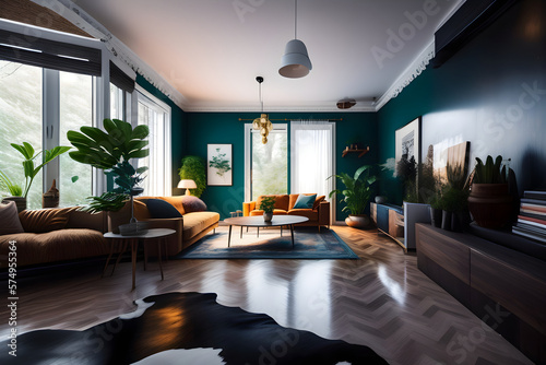 living room interior.generative ai technology © purplepixels