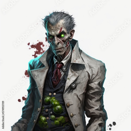 Doctor Zombie Character with Stethoscope on White Background, generative ai