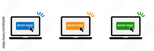 Book now vector illustration set