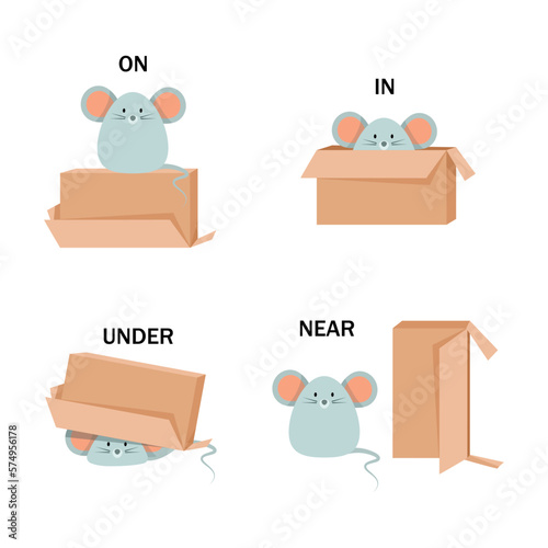 Little gray mouse with a box
