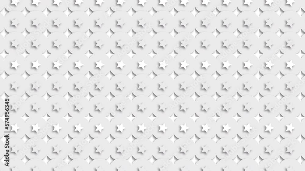 3d stars geometric pattern white background. Seamless loop 3d stars geometric pattern white background. Seamless loop
