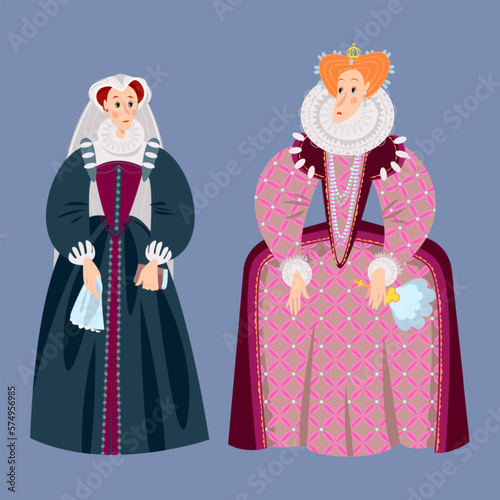 History of England. Queen Elizabeth I, Queen of England and Ireland.  Mary I Stuart, Queen of Scots photo