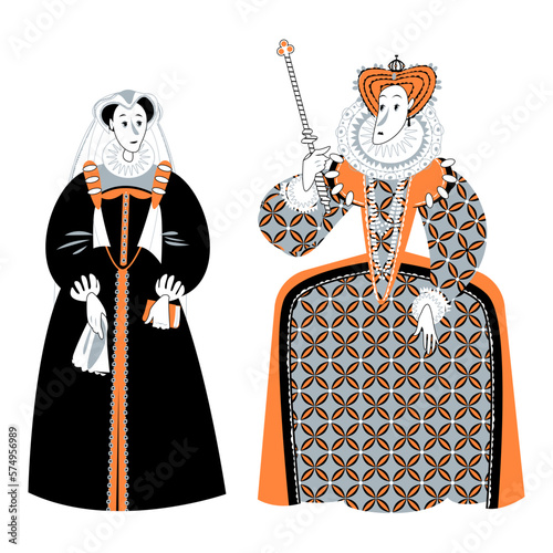 History of England. Queen Elizabeth I, Queen of England and Ireland.  Mary I Stuart, Queen of Scots