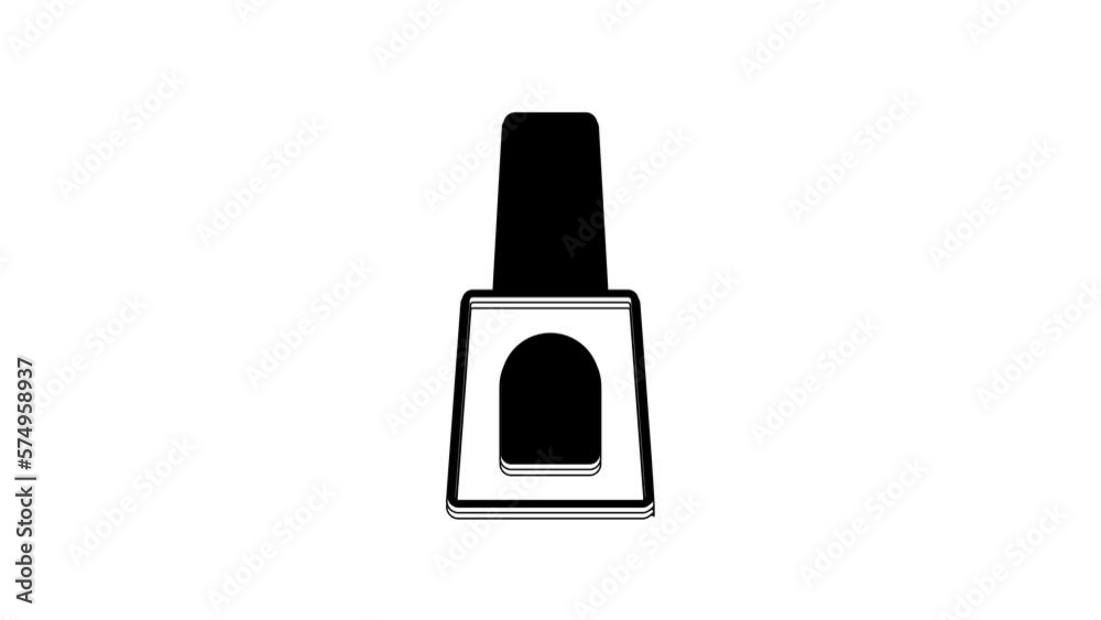 Black Bottle of nail polish icon isolated on white background. 4K Video motion graphic animation Black Bottle of nail polish icon isolated on white background. 4K Video motion graphic animation