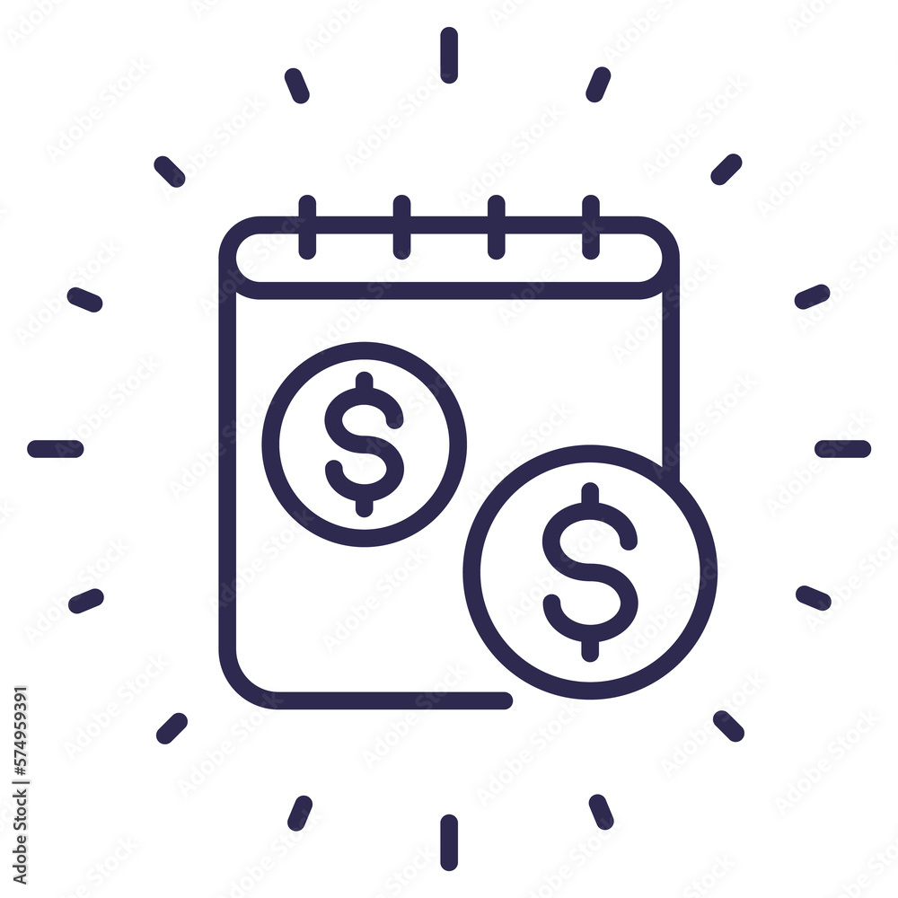 payment schedule line icon on white payment schedule line icon on white