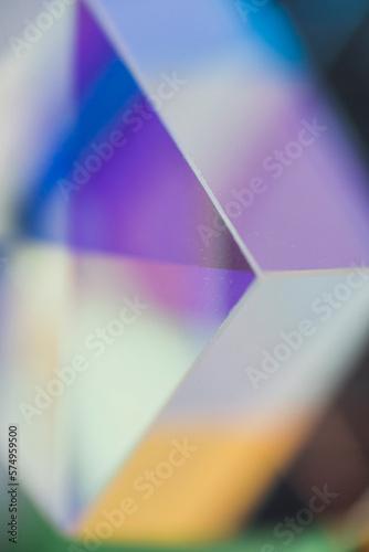 Crystal cube with colorful gradient reflection photo