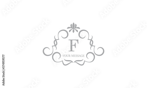 Gentle elegant monogram for cards, invitations, menus, labels with the initial letter F. Graphic design for pages, business signs, boutiques, cafes, hotels. Classic wedding invitation design elements.