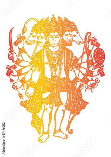 Lord Hanuman in Panchmukhi Avatar (five faced avatar) photo