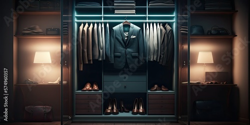 classic closet for gentleman, ai generated